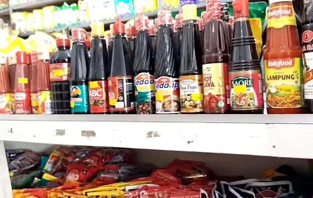 Inside an Indonesian mini market.