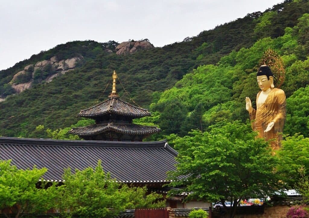 Beopjusa Temple, in North Chungcheong Province, South Korea.