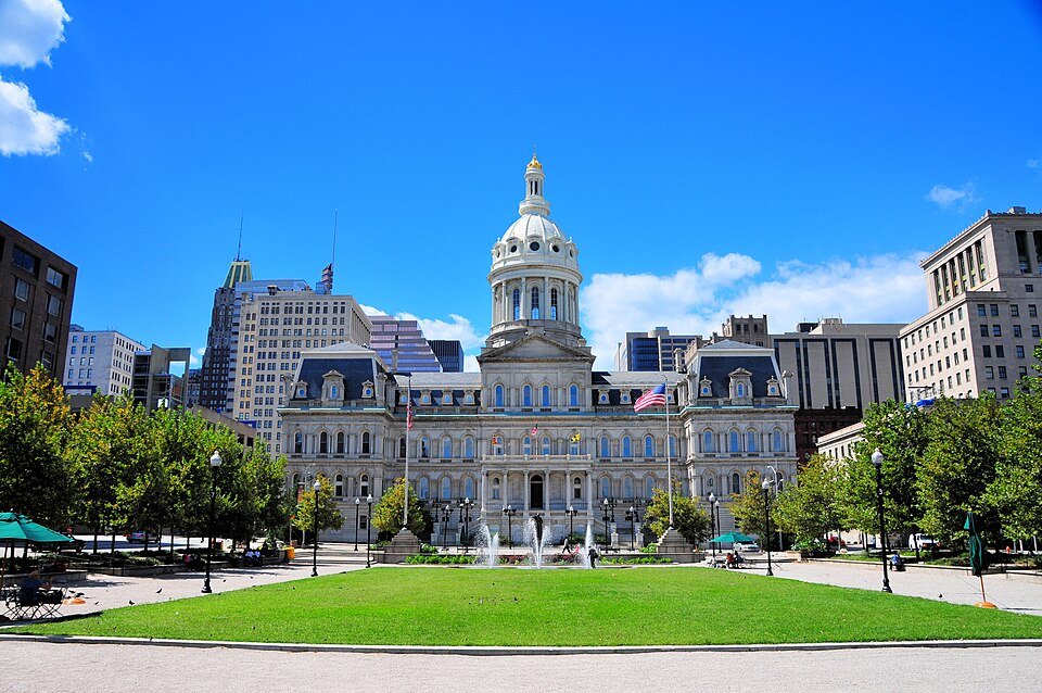 The city hall in Baltimore, Maryland.