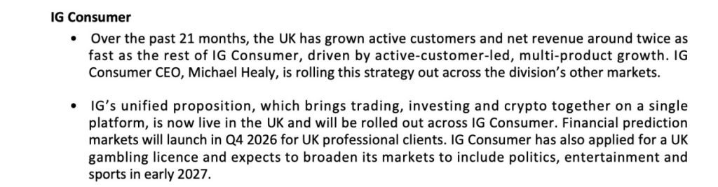 IG Group confident of UK prediction market launch in 2026 1 IG Group screenshot from Capital Markets event briefing